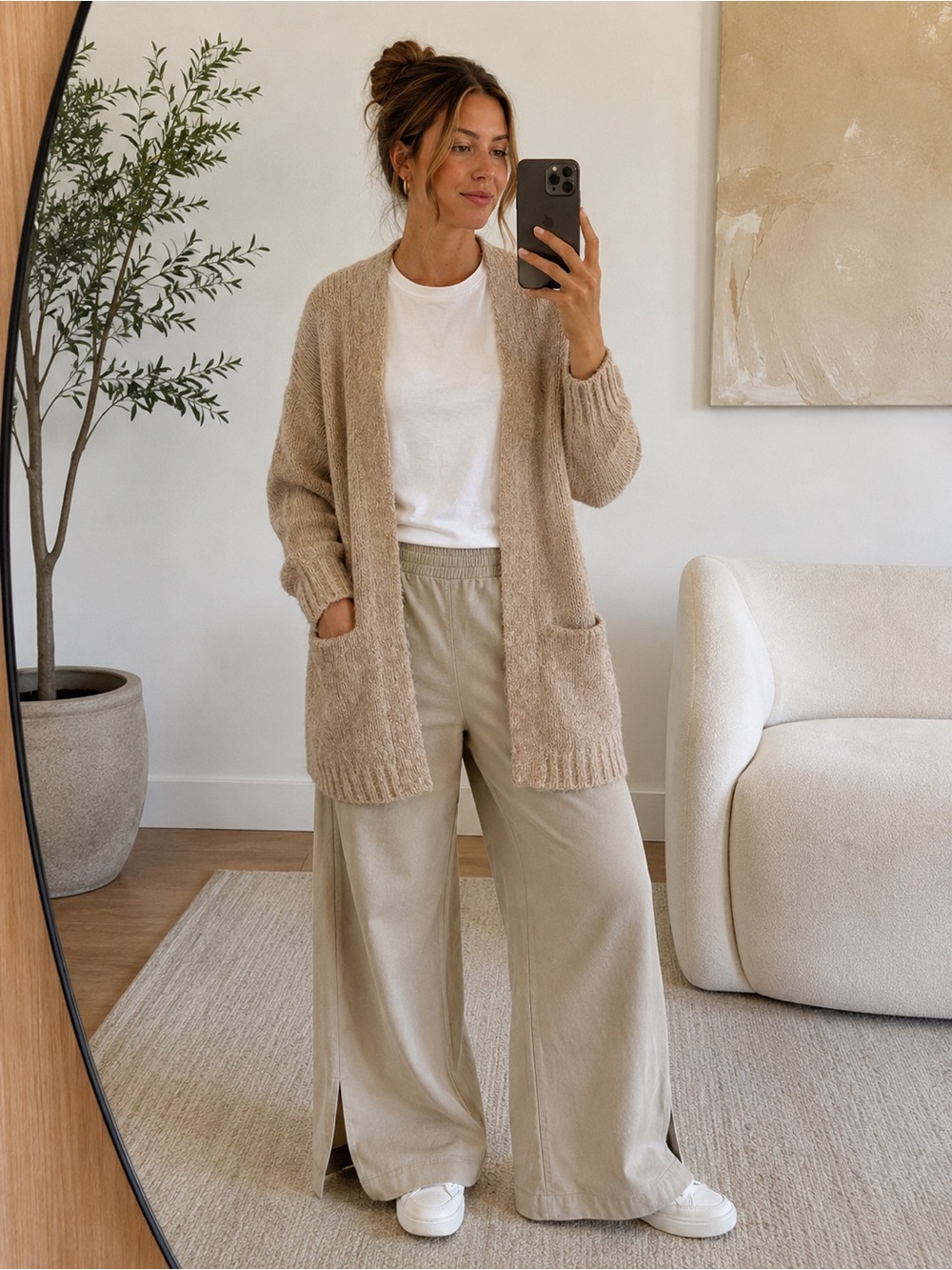 Wilfred Taupe Knit Cardigan
